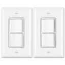 BESTTEN 5 Pack Double Light Switch, Single Pole, Combination Decorator Interrupters, 15A 120V, inWall On/Off Switch, Dual Paddle Rockers, Wallplate Included, UL Listed, White