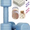 Adjustable Dumbbell Set2LB 3LB 4LB 5LB Light Hand Weights for Women One-Twist Weight Adjustment Non-Slip Curved Grip Handle Free Weights for Home Gym, Rehab, Pilates, Yoga, Strength Training (Ocean Blue)