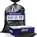 Plasticplace 55-60 Gallon Trash Bags, 1.2 Mil Heavy Duty Contractor Garbage Bags, Black Tear-Resistant Bags for Construction, Yard Waste, Industrial Use, Large 38 x 58 (100 Count)