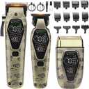 Hair Clippers for Men Professional, T-Blade Hair Trimmer for Men, Electric Shaver Razor, Beard Trimmer, 3 in 1 Cordless Barber Clippers and Trimmers Set, Haircutting Kit LCD Display (Bronze)