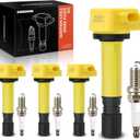 A-Premium (Yellow) Set of 8 Ignition Coil Pack and Iridium Spark Plugs Compatible with Honda Civic 2006-2011, 1.8L, Replace# 30520RNAA01
