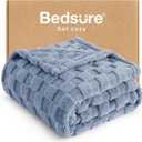 Bedsure GentleSoft Ashley Blue Throw Blanket for Couch - Checkered Fleece Blankets Gifts for Women Men Girls, Cute Soft Cozy Throw for Bedroom Home Decor Gifts, 50x60 Inches