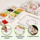 Mfacoy Snackle Box Container, 2 Pack Divided Serving Tray with Lid and Handle, Snack Box Charcuterie Container for Portable Snack Platters, Clear Organizer for Candy, Fruits, Travel, Party, Picnic