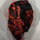 Lilosy Sexy Lace Pajamas Lingerie Set High Waist Sheer Sleepwear Bow Ties Cami Shorts Bra and Panty (Large, Floral Black Red)