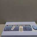 Wireless Keyboard and Mouse Combo, Ergonomic Full Size Typewriter Retro Round Keycaps Keyboard, Compatible with Windows, PC, Perfer for Home and Office Keyboards (Twilight Blue