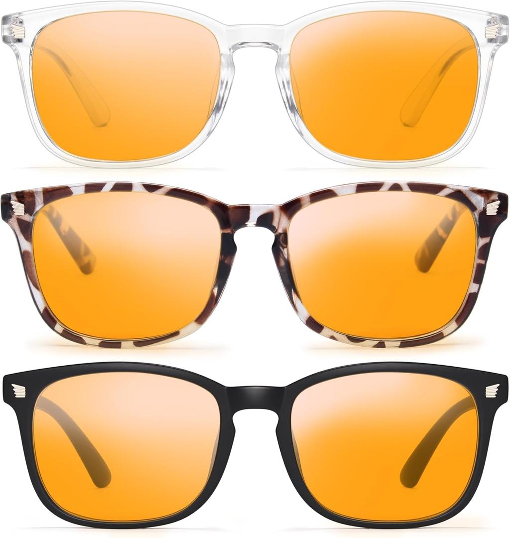 Gaoye Stylish Blue Light Glasses for Women - Computer Glasses for Blue Light Blocking - Lightweight Frames - 3 pack (A1 Matte Black+leopard+transparent)