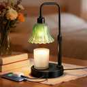 DomeStar Flower Candle Warmer Lamp, Adjustable Height Wax Melting Unique Lamp with Timer & Dimmer, Vintage Bedroom Decor for Scented Jar Candles - Ideal for Housewarming Birthday Valentine's Day Gifts (Green-Black)