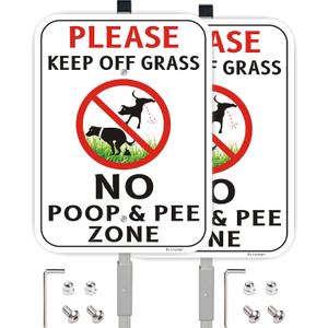 (2 Pack) Large No Peeing and No Pooping Dog Sign for Yard/Lawn, With 36" Long Stake 14" x 10" Aluminum Alloy Sign, Please Be Respectful, Keep Off The Grass UV Protected & Waterproof, Outdoor Use