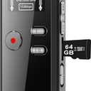 64GB Digital Voice Activated Recorder with Playback - 4552 Hours Audio Recording Device, 3072Kpbs HD Dual MIC Tape Recorder Device for Lecture A-B Repeat, MP3 Player,64GB TF Card Included