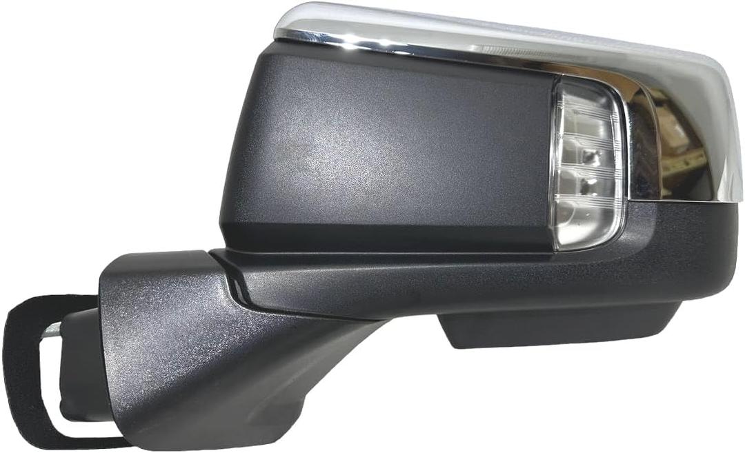 2019 2020 2021 2022 2023 2024 Compatible With Chevrolet Silverado Front Door Left Driver Side Rear View Mirror Heated Signal Puddle Lamp BSM Blind Spot Monitoring Chrome Textured