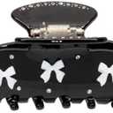 The RPZL Premium Acetate Big Hair Accessory | Oversized Claw Clip for Thick and Thin Hair | Stylish Hair Jaw Clip for Women and Girls (Black Bows)