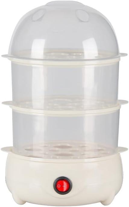 KOMBABE 3-Tier Electric Egg Cooker with Automatic Shut-Off  Compact Steamer for Hard/Soft Boiled Eggs, Chicken & Breakfast Foods, Includes Spoon (White)