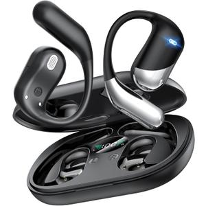 Ultra Open Ear Headphones,Over Ear Bone Conduction Earbuds with Ergonomic Earhook,Bluetooth Headphones 6.1 with Digital Display,60H Playtime,IP55 Waterproof, Comfort for Cycling,Running,Workout