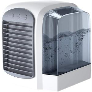 Air Cooler Mini, USB Personal Air Conditioner Fan with 380Ml Water Tank, 3 in 1 Honeycomb Air Inlet Humidifier Fans, for Nightstand Car Camping,Black
