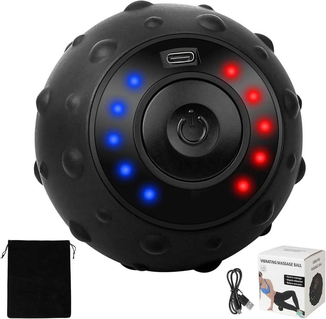 Upgraded 5-Gear Vibrating Massage Ball, Rechargable Massage Vibrating Ball for Fitness, Training, Therapy and Relaxation (Black)