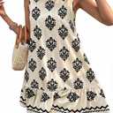 BLENCOT Womens Boho Dress Sleeveless Ruffle Mini Summer Vacation Casual Dresses (S)