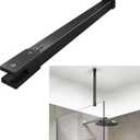 Shower Door Rod, 18 1/5"(462mm)-31 7/10"(805mm) Length Stainless Steel Ceiling-to-Glass Support Bar, for 5/16"(8mm) to 3/8"(10mm) Thick Frameless Glass Door, Matte Black Bracket