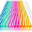 Reusable Silicone Drinking Straws, 12 Pcs Eco Friendly Silicone Straws with 2 cleaning Brushes,for 30oz and 20oz Tumblers, Rtic,Yeti, Ozark, (Two-tone Stripe, 10 inches)