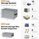 7 Pack Closet Organizers Bins, 2 Sizes Closet Shelf Organizer with Handles - Fabric Home Organization and Storage Baskets for Organizing Clothes Toys Blanket Towel Purse (Grey)