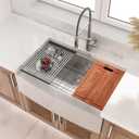 Lordear 36 Farmhouse Sink Stainless Steel 36" x 22" Farmhouse Kitchen Sink Ledge Workstation 16 Gauge Single Bowl Apron Front Farm Sinks Basin, 9" Apron Height, 36''x22''x10''