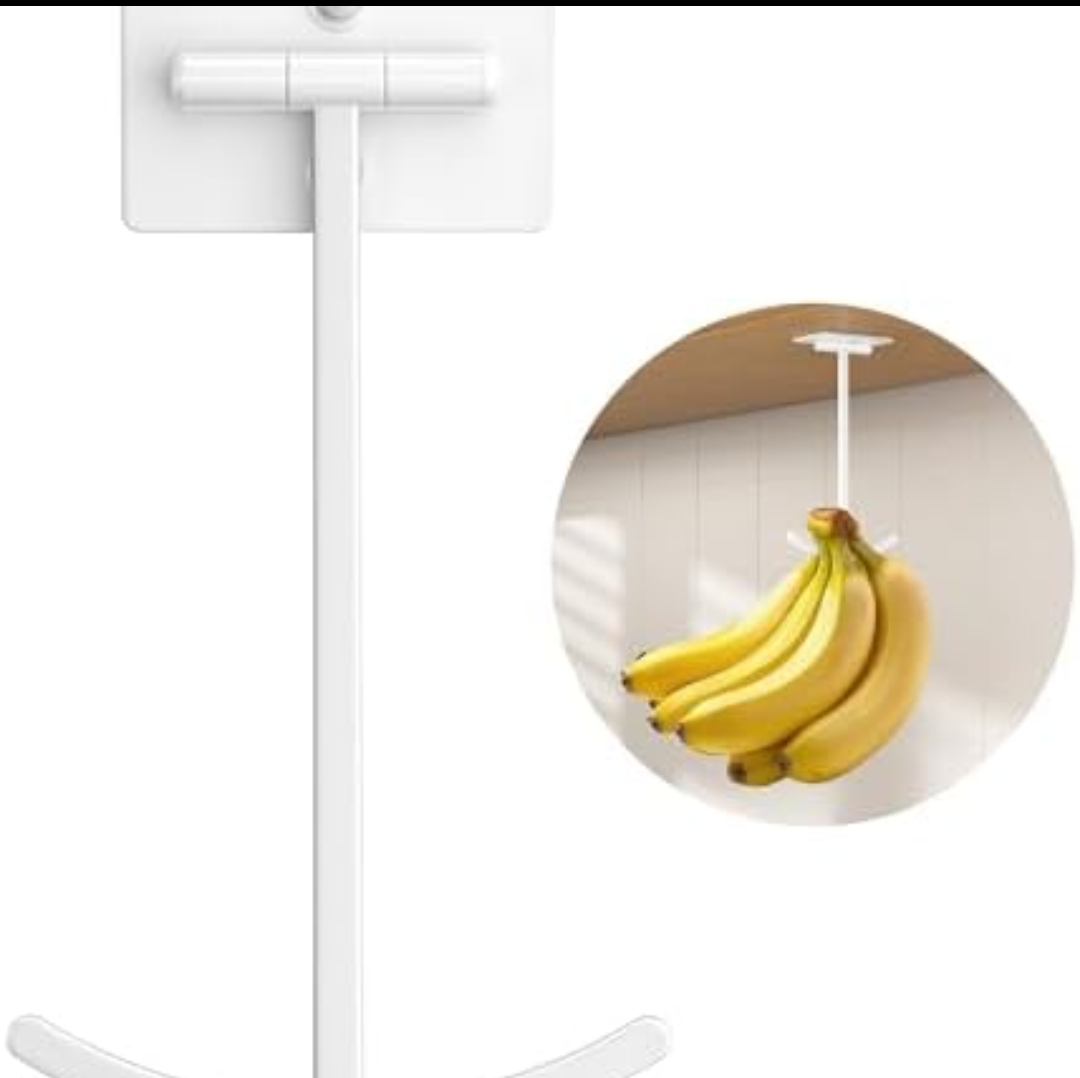 Pack of 3 Josmimic Bananas Hanger Hook Holder Stand - Fold Up Banana Hook Under Cabinet Adhesive, Keeps Bananas Fresh, White 