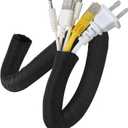 16FT Black Cable Sleeve Cover, 1/2 inch Cord Protector Wire Loom Tubing, Braided Cable Management Sleeve for TV, Computer, Home Theater, Engine Compartment Wire Protection - Prevention of Pet Chewing