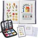 2026 Upgraded Embroidery Stitch Book Kit for Beginners & Adults, 86 Pcs DIY Hand Sewing Starter Set, 106 Patterns on Linen, Modern Botanical Sampler with Cotton Threads & Case, Art Gift for Women