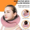 Travel Pillow - Hooded Neck Pillow Airplane Memory Foam Filling for Plane, Cars Sleeping, Road Trip, Long Flights, Portable Plane Accessories, Includes Eye Mask & Earplugs (Red)