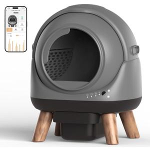 Self Cleaning Litter Box for Multiple Cats, G1 Automatic Cat Litter Box, Self-Cleaning Robot with Smart APP Control and Health Monitoring, Includes 2 Roll Trash Bag and Litter Mat, Grey