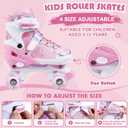 Kids Roller Skates for Girls Boys Toddlers Youth Adult, 4-Size Adjustable Quad Skates with Light Up Wheels, Children Skates Indoor Outdoor Sports Gifts,teen 5-7
