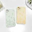 NITITOP Compatible with iPhone 12 Case Cute Flowers Floral Plant Pattern for Women Girls Trendy Slim Fit TPU Bumper Silicone Shockproof Full Camera Protection Cover - Yellow