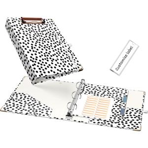 EYROZILL A5 Binder 1 Inch 3 Ring for 5.5" x 8.5" Paper with Clipboard and Pocket, Mini Binders for School Office Supplies and Home, Polka Dots