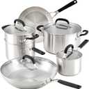 KitchenAid Stainless Steel Cookware/Pots and Pans Set, 10 Piece, Brushed Stainless Steel
