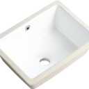 Small Undermount Bathroom Sink 16 Inch White Rectangular Porcelain Ceramic Vanity Basin with Overflow (15.70"x11.69") KDKSC