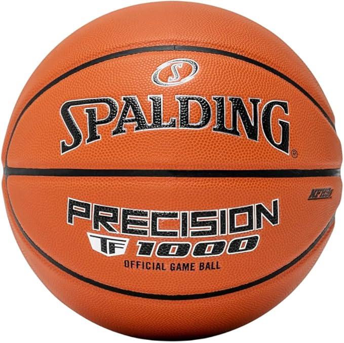 Spalding Precision TF-1000 Indoor Game Basketballs, Dry Grip Microfiber Composite Cushioned Cover, High School Approved