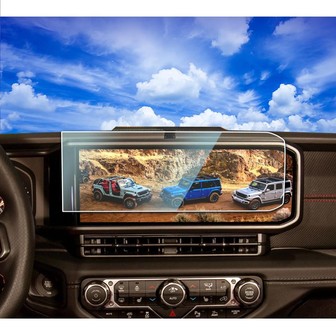 XXCIWP 2pcs Anti-Glare 2025 2026 Jeep Gladiator Wrangler Screen Protector for 2024 2025 2026 Jeep Wrangler JL Gladiator 4xe Sport Rubicon X Sahara Willys Sport S 12.3Inch 2025 Wrangler Gladiator Accessories Tempered Glass Wrangler 12.3'' Matte V2