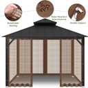 Gazebo Universal Replacement Mosquito Netting, 10' x 10' Outdoor Canopy Net Screen 4-Panel Sidewall Gazebo Curtains, with Zippers, Easy to Install, Fit for Most Gazebos 10x10 CanopyPatio Brown