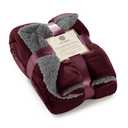Genteele Sherpa Throw Blanket Super Soft Reversible Ultra Luxurious Plush Blanket, 50 x 60 inches, Rich Burgundy Red/Gray