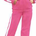 Arshiner Girls 2 Piece Outfits Sweat suits Zip Up Hoodie Sweatshirt and Sweat pant Athletic Tracksuit Jogger Set (8-9 Years, Rose)