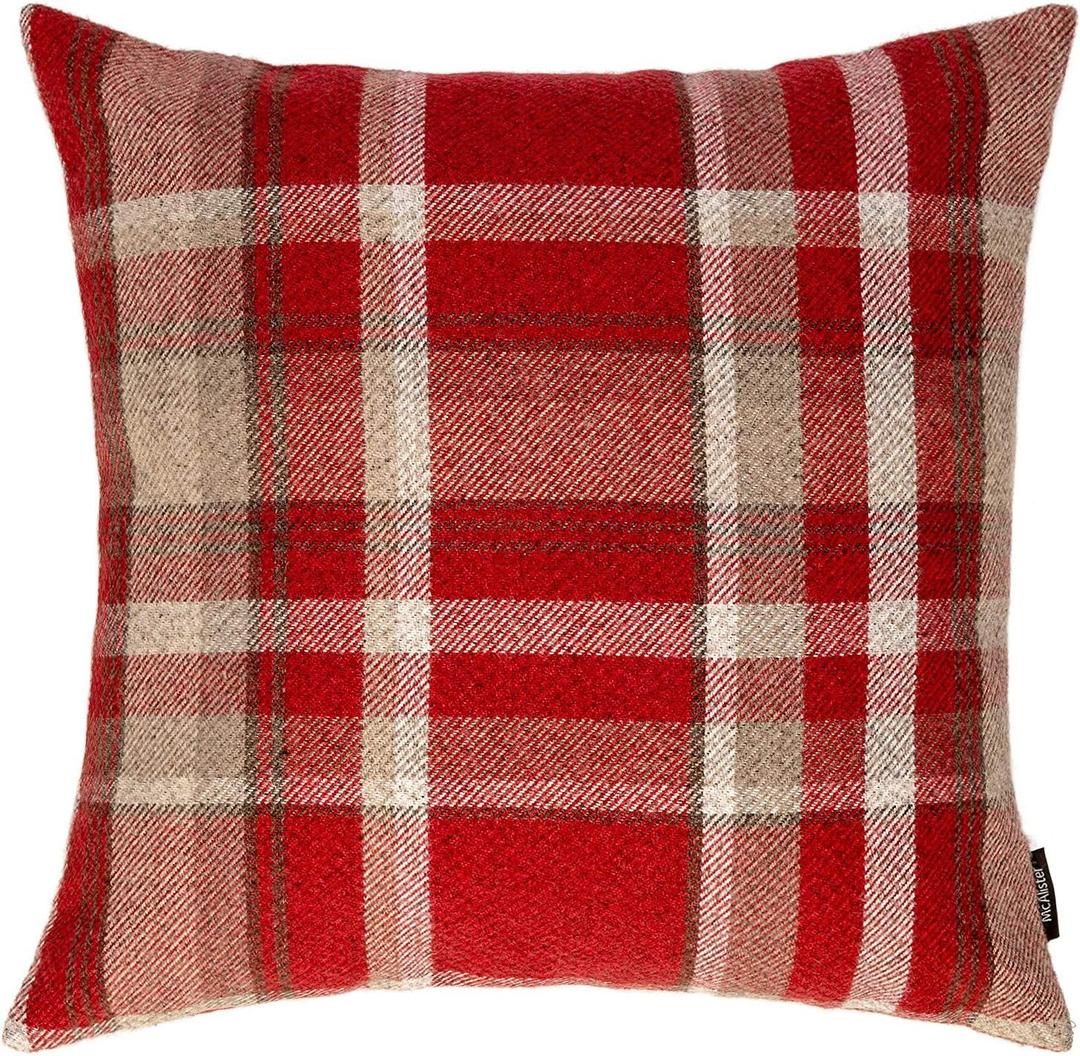 McAlister Textiles Red Heritage Tartan Throw Cushion Covers 17 x 17 Inches. Highlands Scatter Pillows for Sofas & Bedroom