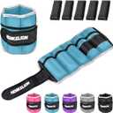 Henkelion 1 Pair 10 Lbs Adjustable Ankle Weights For Women Men Kids, Strength Training Wrist Weights Ankle Weights Set For Gym, Fitness Workout, Running, Lifting Exercise Leg Weights - each 5 Lbs Blue