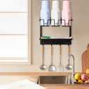 Water Bottle Origanizer for Stanley Cup 30/40 oz Tumbler with Handle, Self-Adhesive Cup Holder with 4 Hooks for Fridge/Wall/Door, Bottle Drying Rack with Lid Straw Organizer