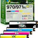 4-Pack 971XL 970XL PageWide Cartridge High Yield Compatible with HP 970XL Ink Cartridg for HP Printer OfficeJet Pro X451dw X451dn X476dw X476dn X576dw X551dw (970XL-Black, 971XL-Cyan/Magenta/Yellow)