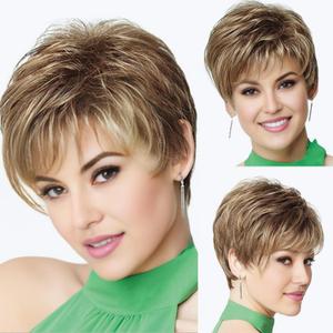 XIUFAXIRUSI XIUFAXIRUSI Short Layered Brown Pixie Wigs for Women Mixed Blonde Pixie Cut Wigs with Bangs Natural Looking Synthetic Hair Replacement Wig