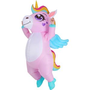 Inflatable Unicorn Costume for Adult - Funny Halloween Costumes for Men Women, Full Body Blow Up Suit for Party Cosplay (Pink Horse)