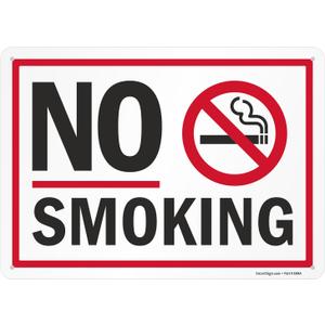 SmartSign No Smoking Sign with Symbol, 10 x 14 inch Screen Printed, 40 mil Laminated Rustproof Aluminum Metal for Indoor, Outdoor, Made in USA