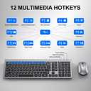 Wireless Keyboard and Mouse Combo - Ultra-Slim Design Full Size Quiet Keyboard with 3 DPI Adjustable Wireless Mouse, Sleep Mode,2.4G Cordless Thin Keyboard Mouse Set for Windows, Mac, Laptop, Black Gray