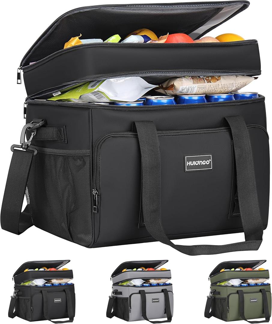 Insulated Soft Cooler Bag, Large Ice Coolers Soft Sided Ice Chest for Beach, Collapsible and Portable (black (60 CAN Xlarge)), Black 