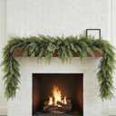 6ft Christmas Real Touch Cedar Garland with Pine Cones, Artificial Realistic Cypress Garland Light Green for Mantle Fireplace & Stairs Railing Unlit Faux Greenery Decorations for Indoor Xmas Decor