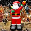 8FT Santa Claus Christmas Inflatable Outdoor Decoration Delivering Presents Welcome Home Set LED Lights Built-in Blow Up Garden Lawn Yard Holiday Party